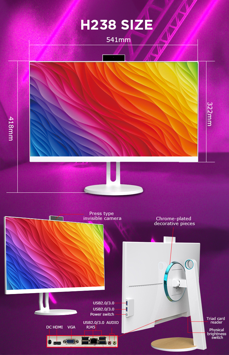 23.8inch AIO Business Gamer Desktop Monoblock Gaming Computer All in